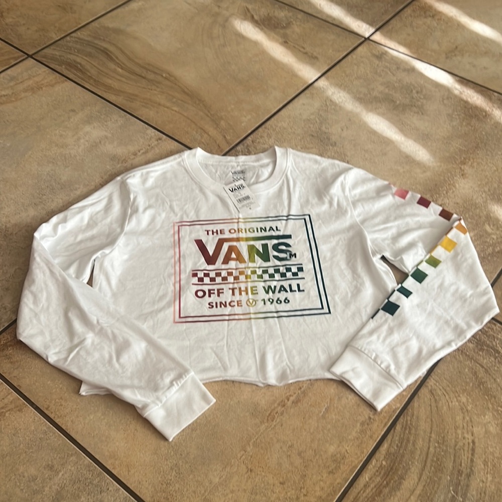 NWT Vans Crop Rainbow Long Sleeve Tee M
